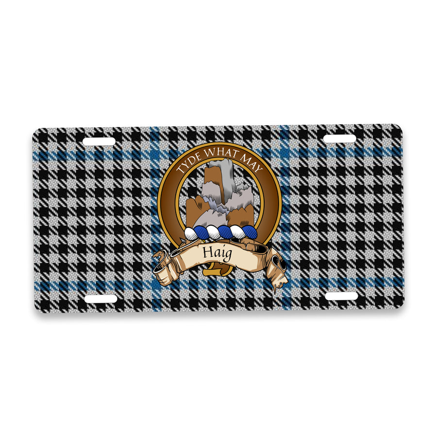 Haig Scottish Clan Crest Auto License Plate – Brown Crest Design