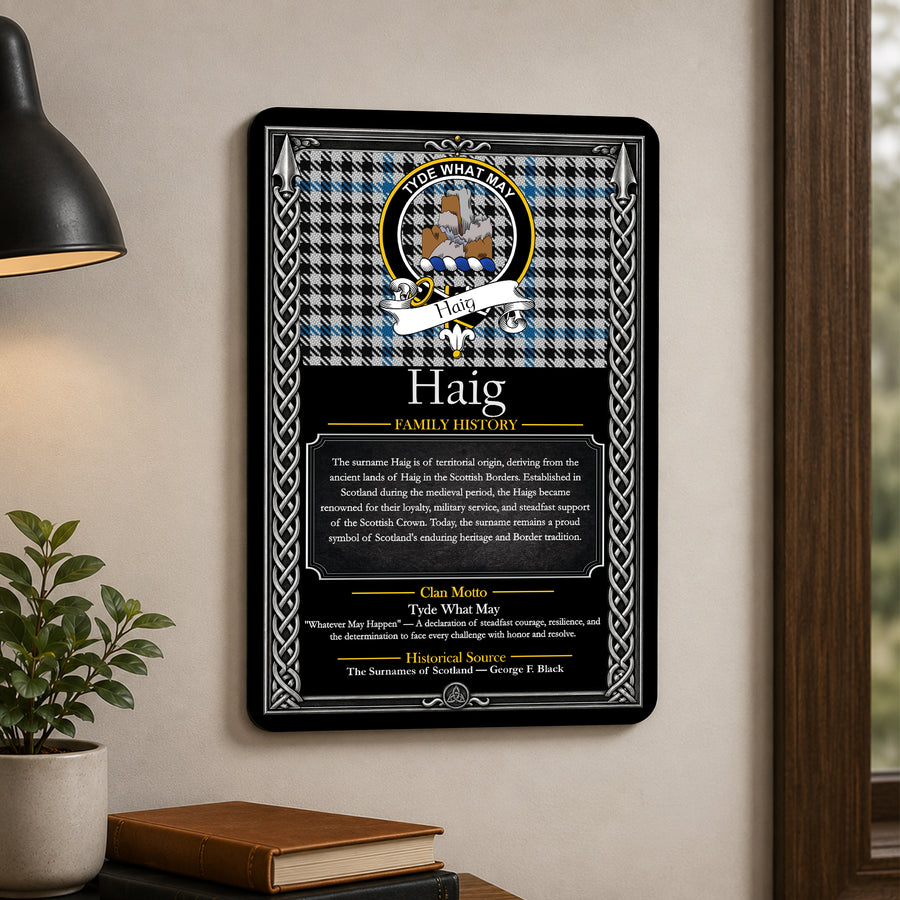 Haig Scottish Family History Metal Sign