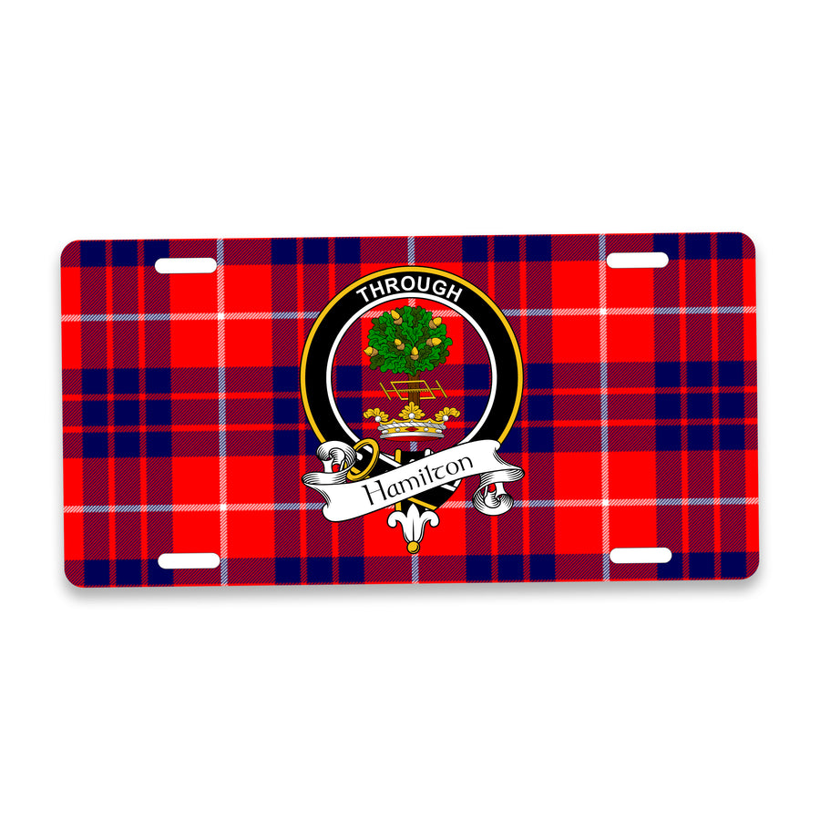 Hamilton Scottish Clan Crest Auto License Plate – Black Crest Design
