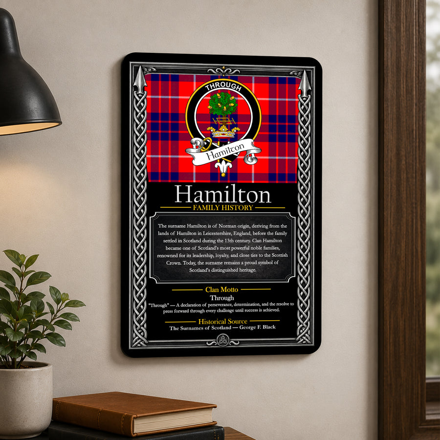 Hamilton Scottish Family History Metal Sign