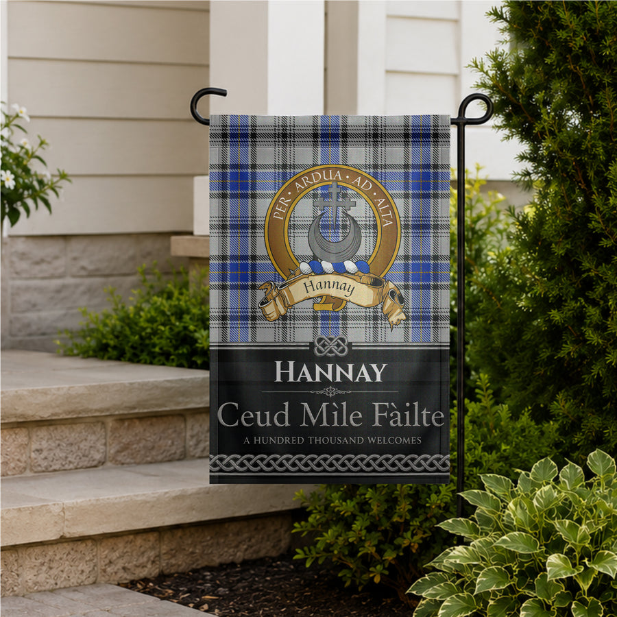 Hannay Scottish Clan Crest Garden Flag - Brown Design