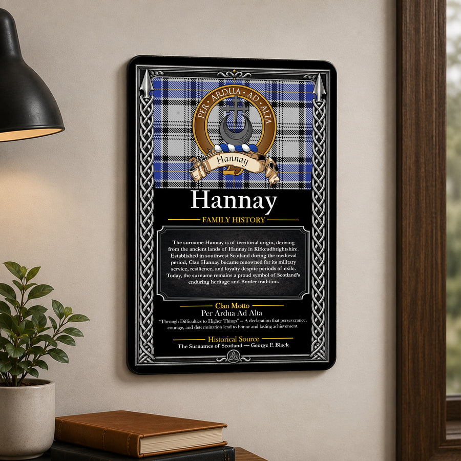 Hannay Scottish Family History Metal Sign – Brown Crest