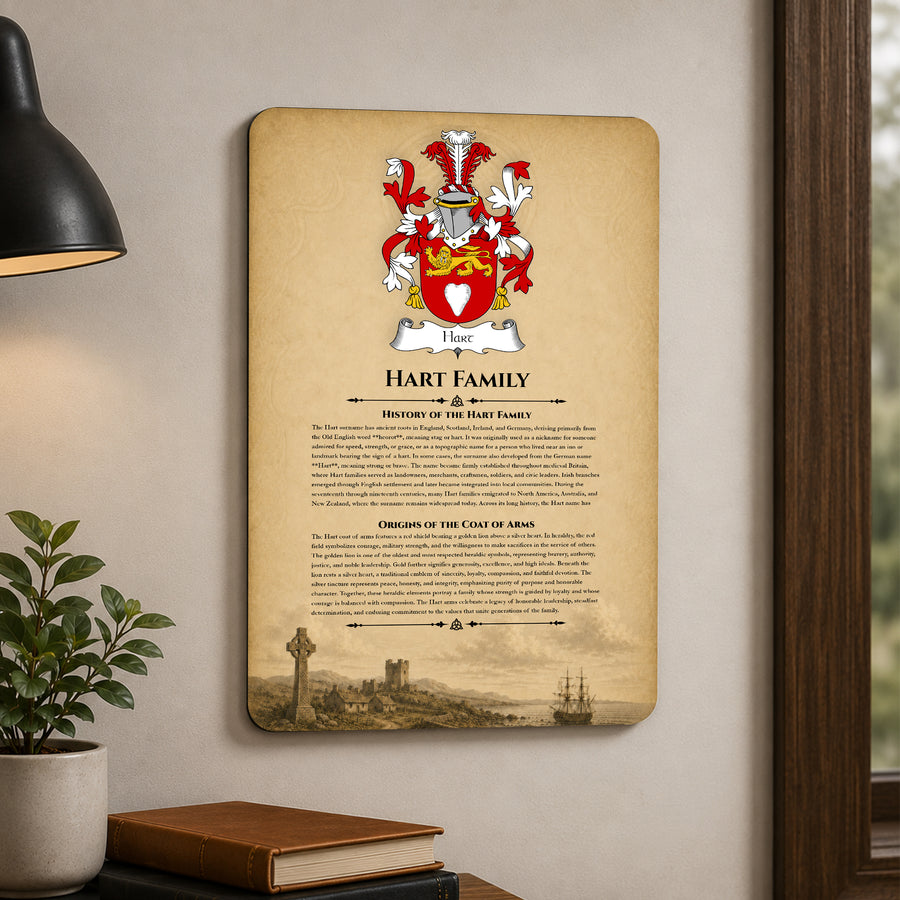 Hart Irish Family History Metal Sign