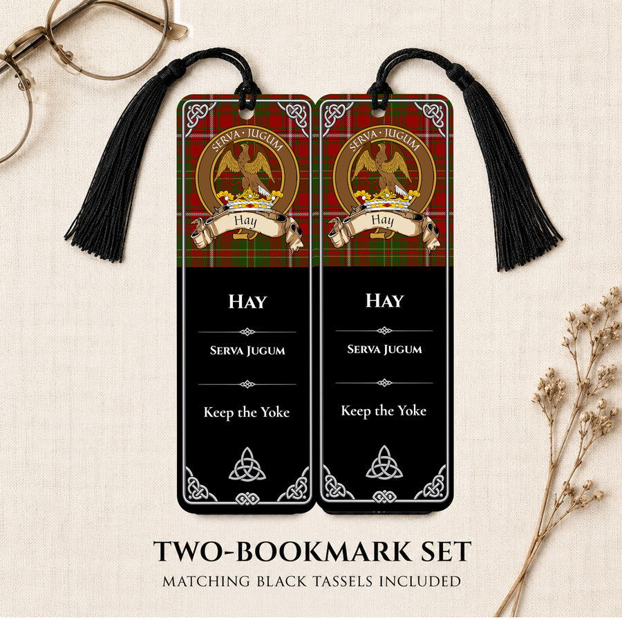 Hay Scottish Clan Crest Metal Bookmarks - Brown Set of 2