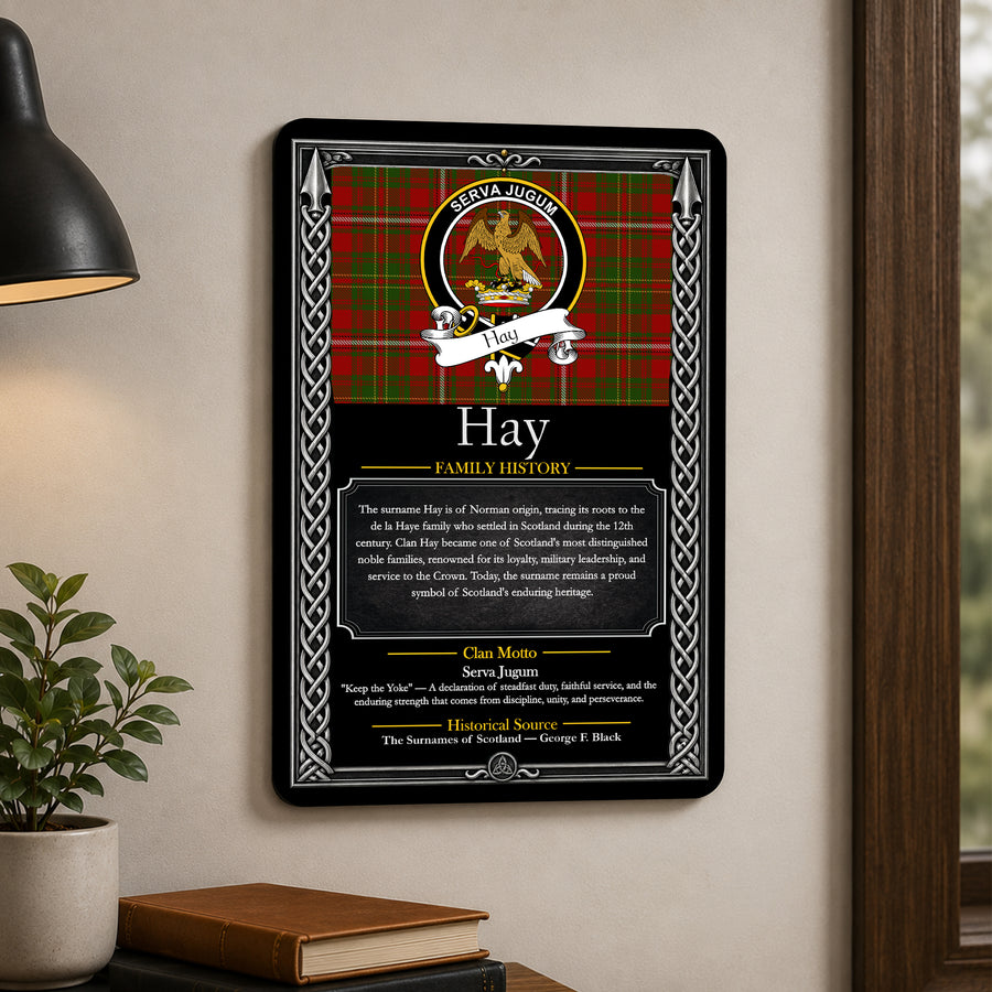 Hay Scottish Family History Metal Sign