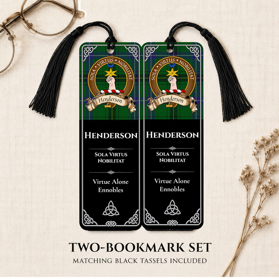 Henderson Scottish Clan Crest Metal Bookmarks - Brown Set of 2
