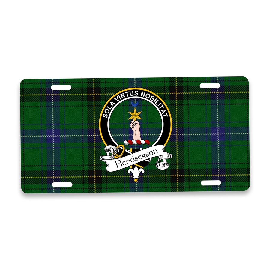 Henderson Scottish Clan Crest Auto License Plate – Black Crest Design