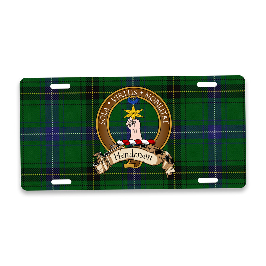 Henderson Scottish Clan Crest Auto License Plate – Brown Crest Design
