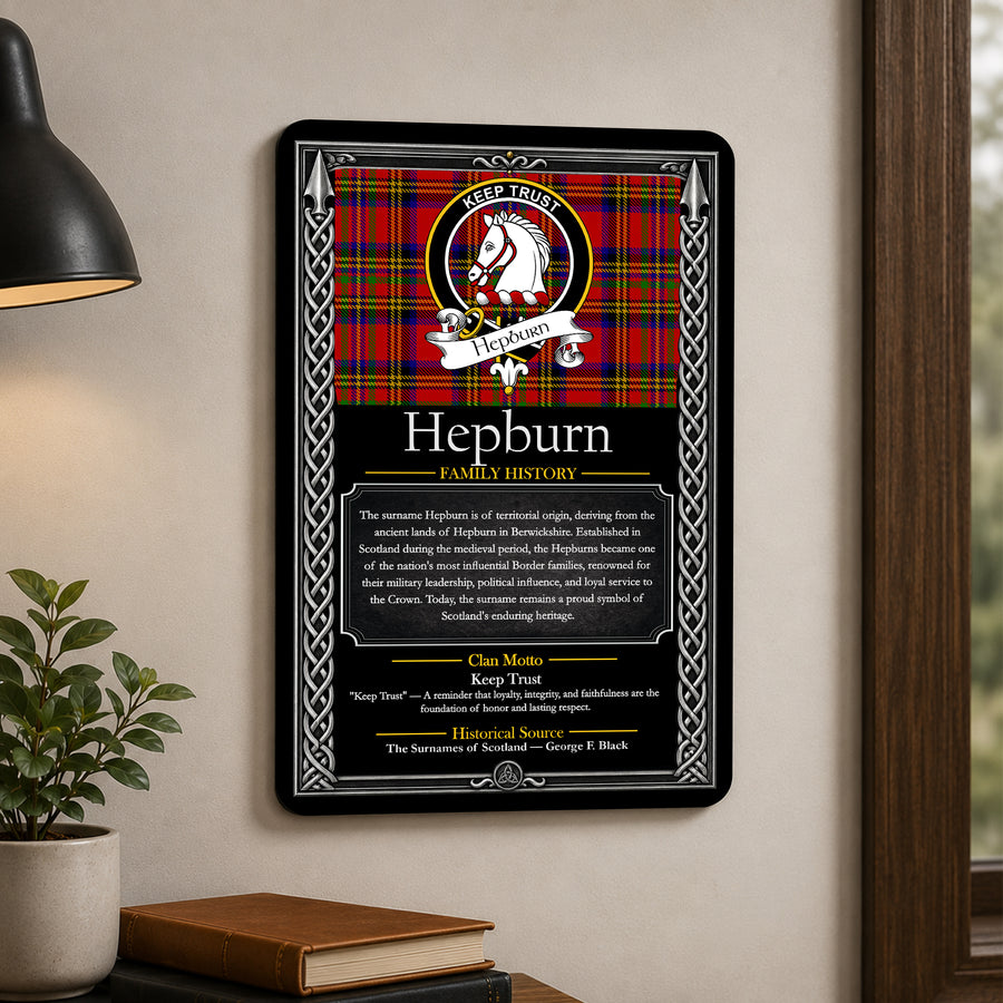 Hepburn Scottish Family History Metal Sign