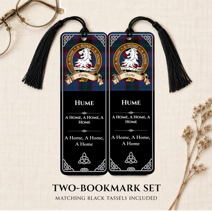 Hume Scottish Clan Crest Metal Bookmarks - Brown Set of 2