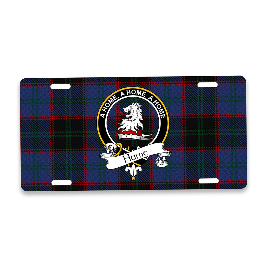 Hume Scottish Clan Crest Auto License Plate – Black Crest Design