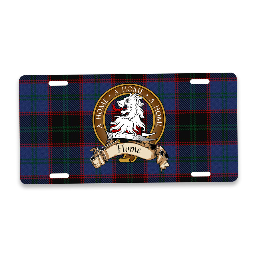 Hume Scottish Clan Crest Auto License Plate – Brown Crest Design