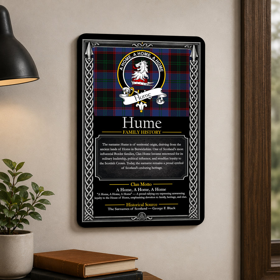 Hume Scottish Family History Metal Sign