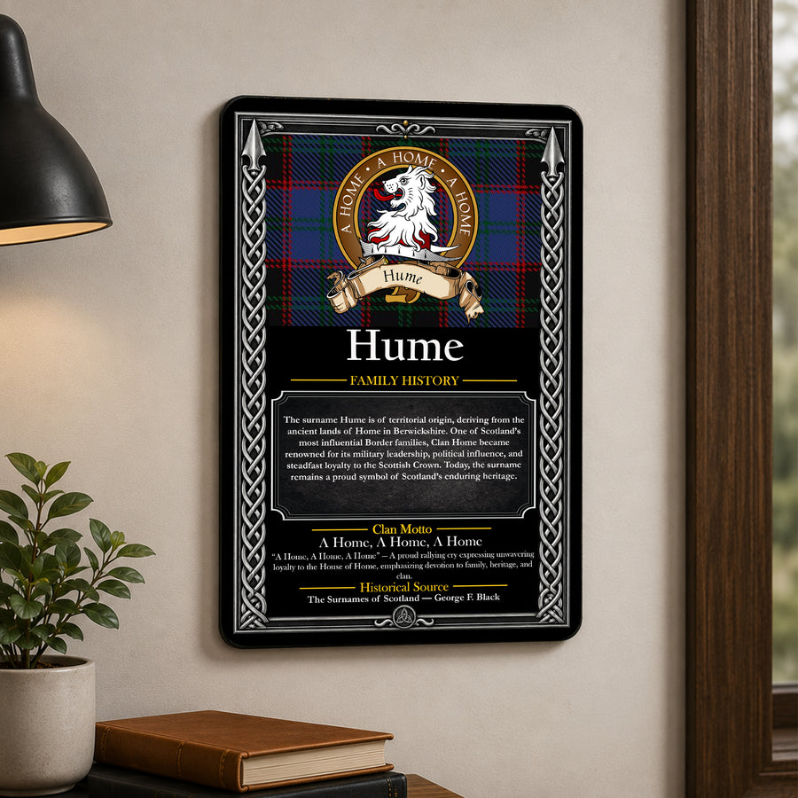 Hume Scottish Family History Metal Sign – Brown Crest