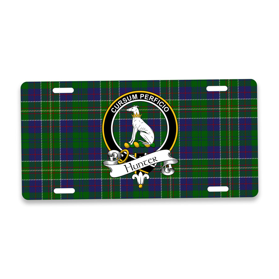 Hunter Scottish Clan Crest Auto License Plate – Black Crest Design