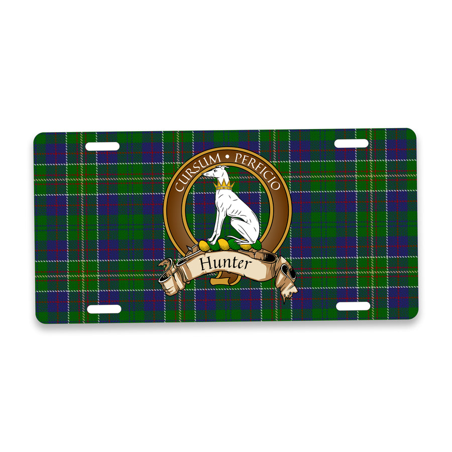 Hunter Scottish Clan Crest Auto License Plate – Brown Crest Design