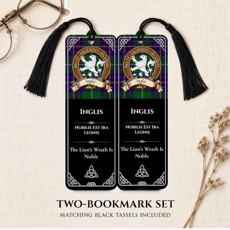 Inglis Scottish Clan Crest Metal Bookmarks - Brown Set of 2