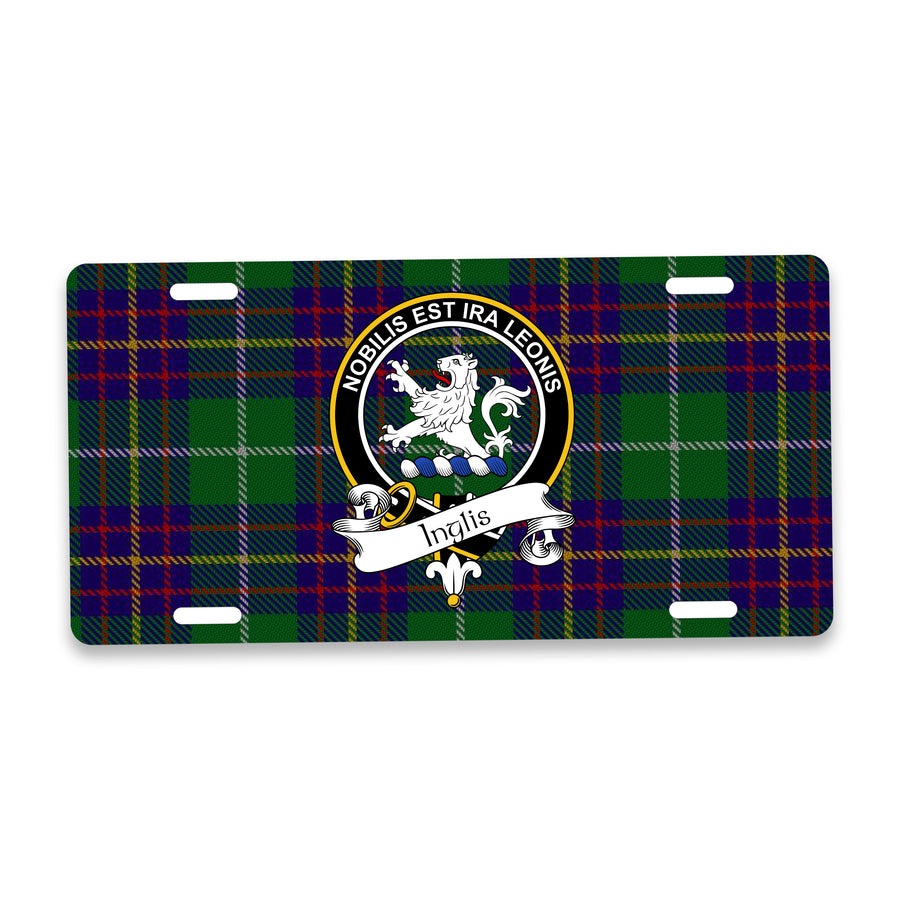 Inglis Scottish Clan Crest Auto License Plate – Black Crest Design