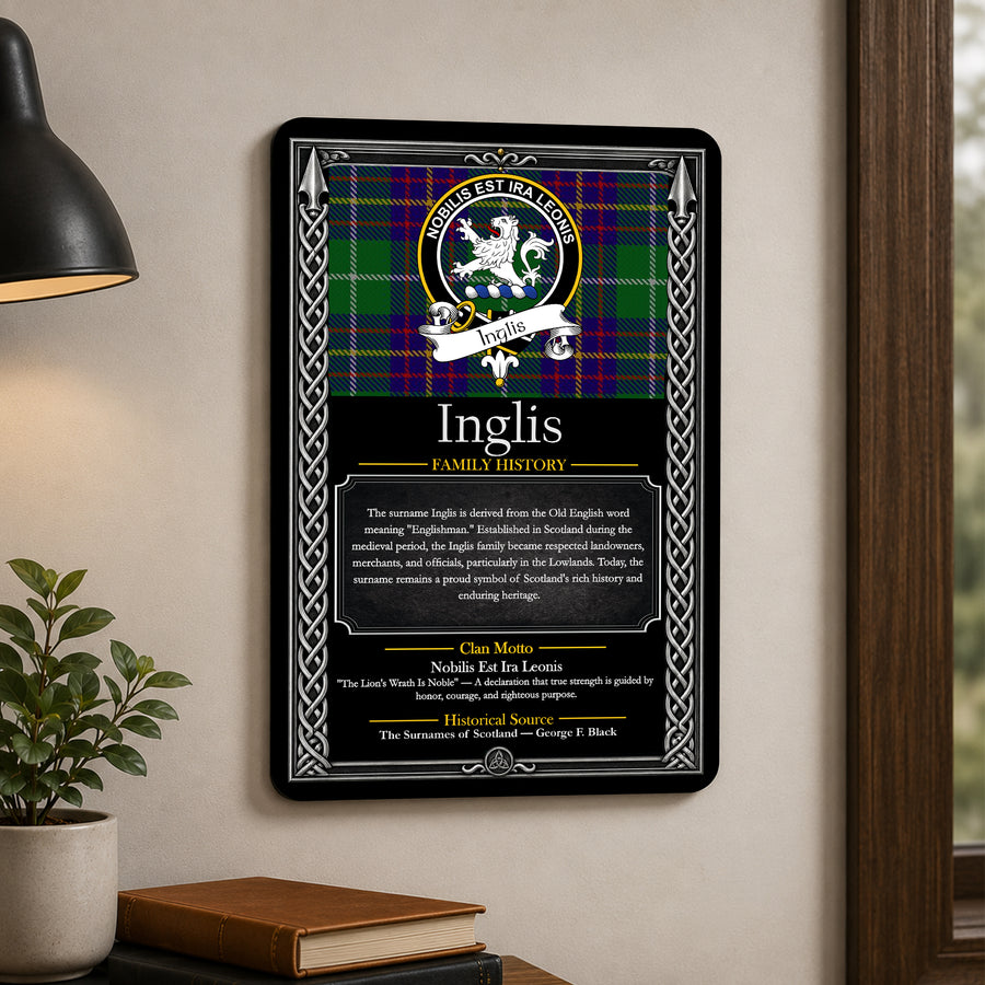 Inglis Scottish Family History Metal Sign