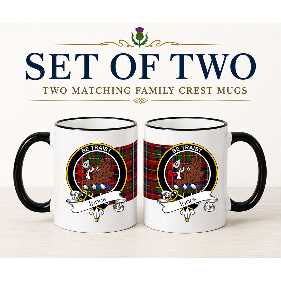 Innes Scottish Clan Crest 11 oz Mugs – Black Crest Design | Set of 2