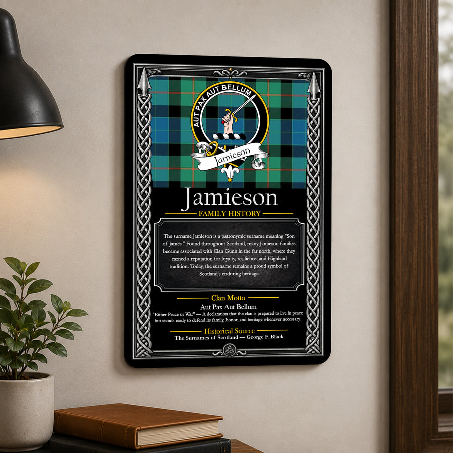 Jamieson Scottish Family History Metal Sign
