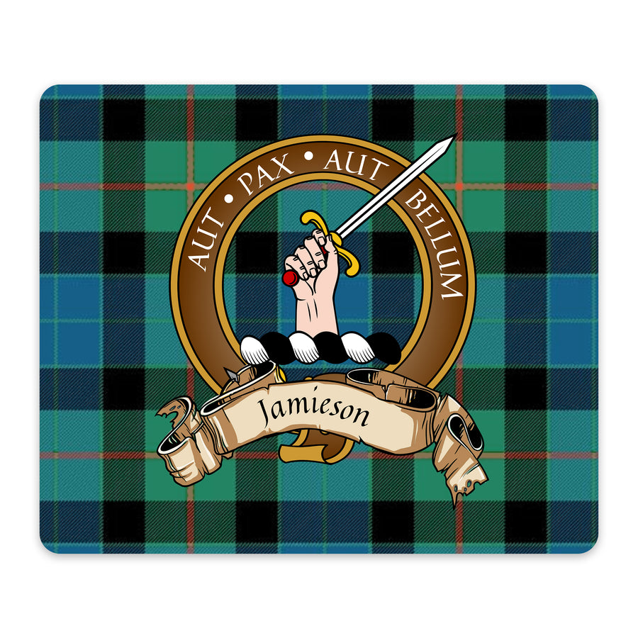 Jamieson Scottish Clan Crest Mouse Pad – Brown Crest Design