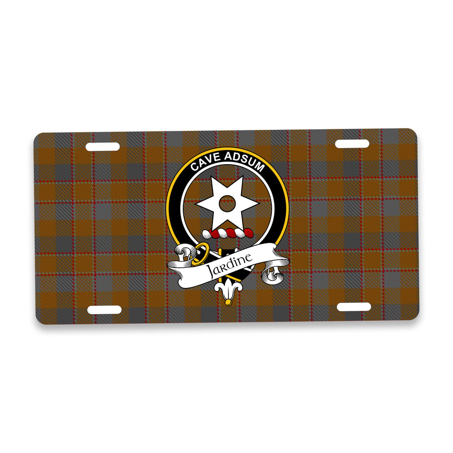 Jardine Scottish Clan Crest Auto License Plate – Black Crest Design
