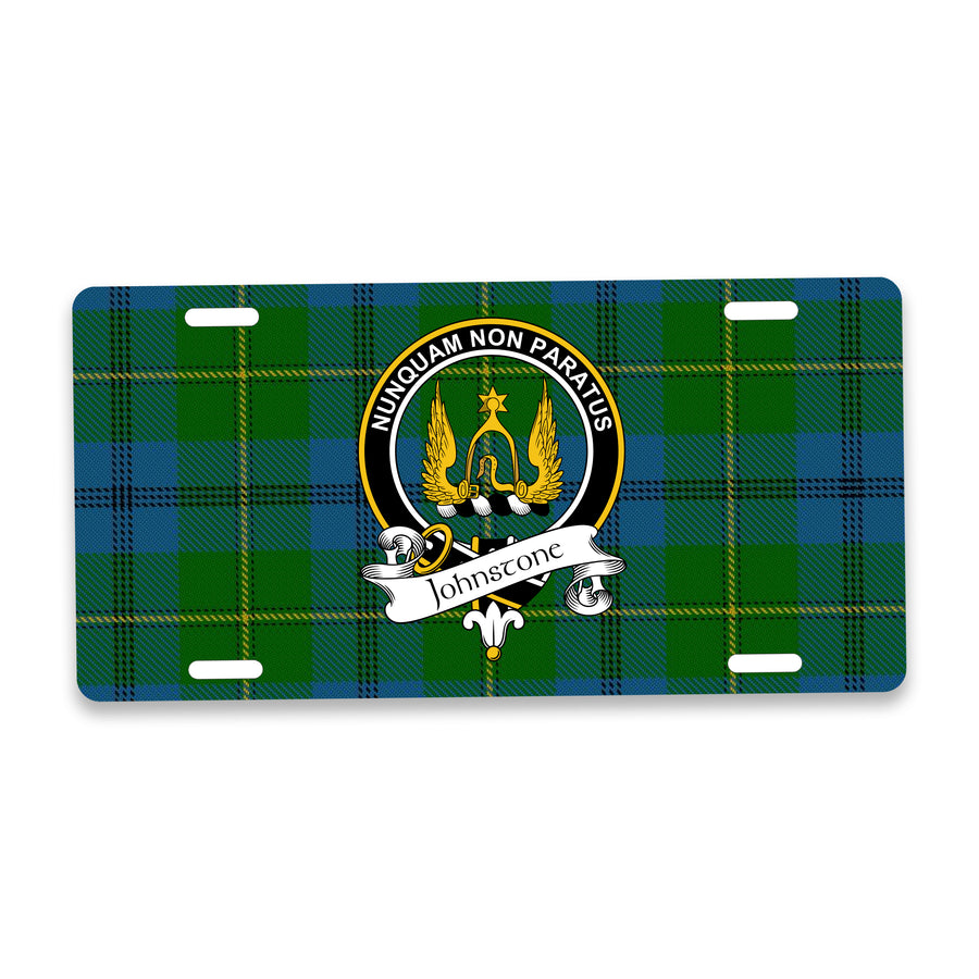 Johnstone Scottish Clan Crest Auto License Plate – Black Crest Design