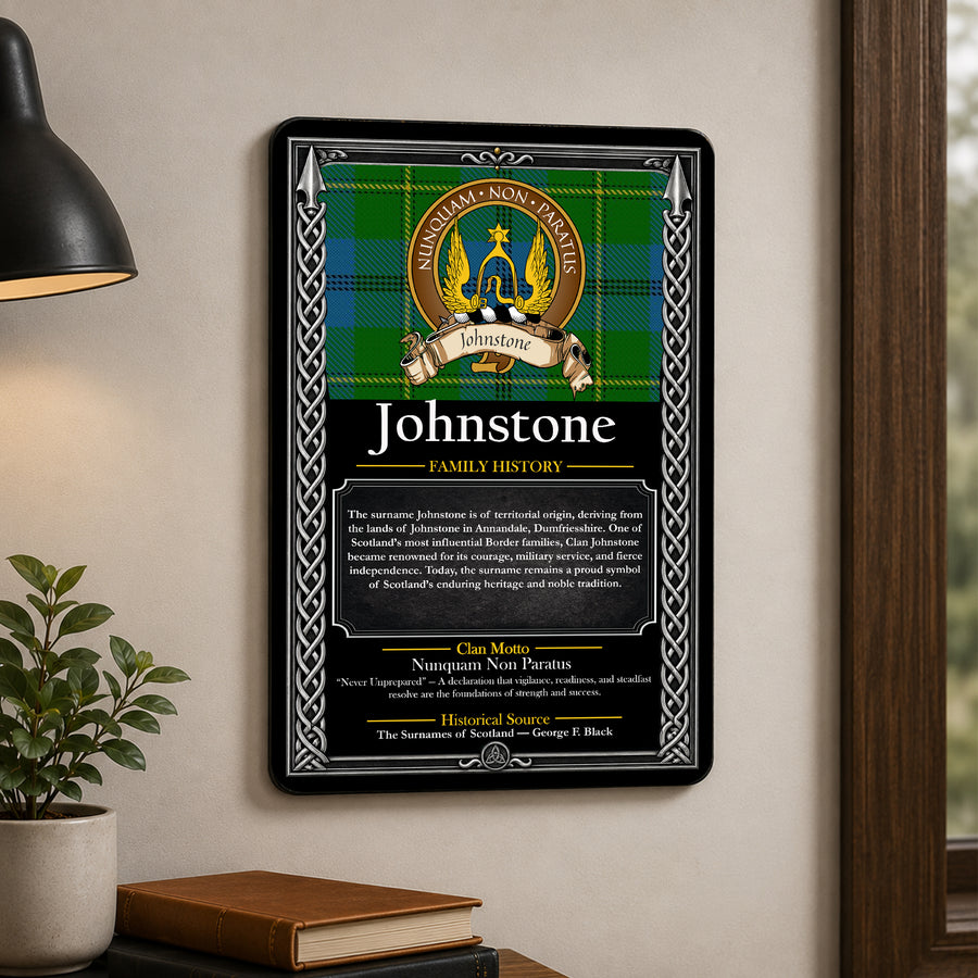Johnstone Scottish Family History Metal Sign – Brown Crest