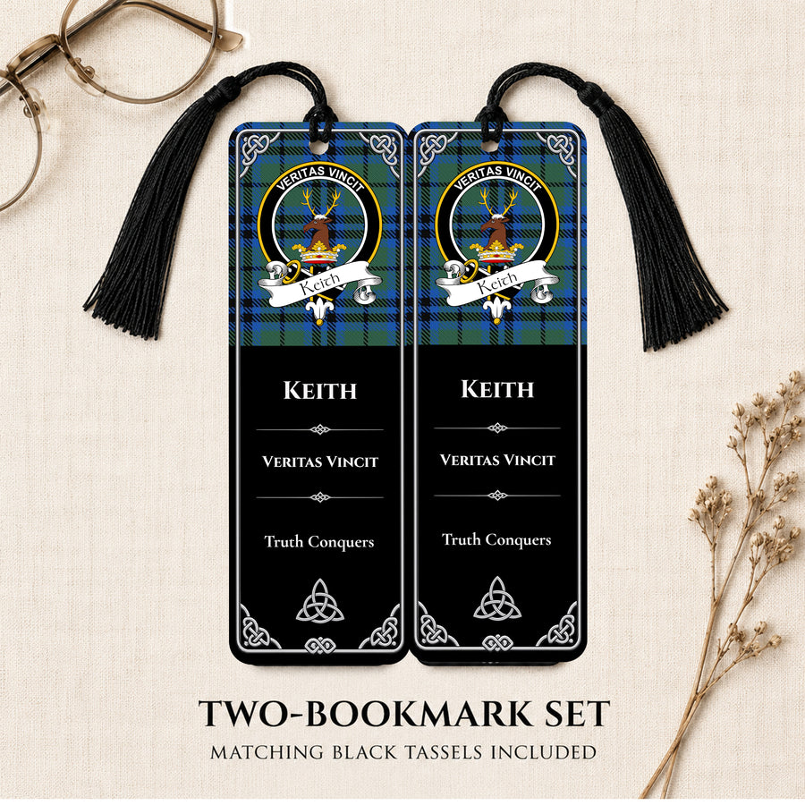 Keith Scottish Clan Crest Metal Bookmarks – Black Set of 2