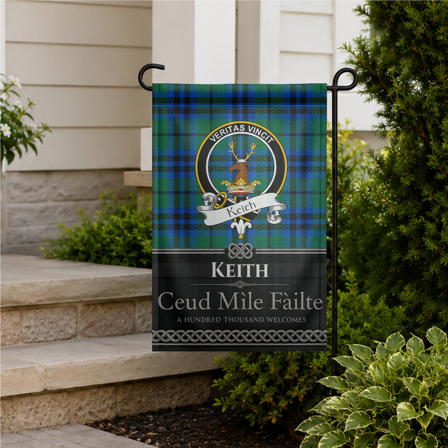 Keith Scottish Clan Crest Garden Flag - Black Design