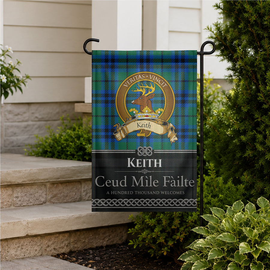 Keith Scottish Clan Crest Garden Flag - Brown Design