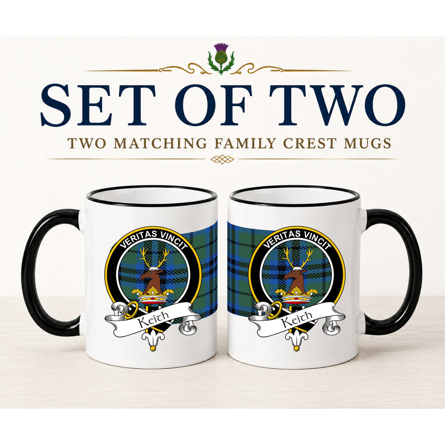 Keith Scottish Clan Crest 11 oz Mugs – Black Crest Design | Set of 2