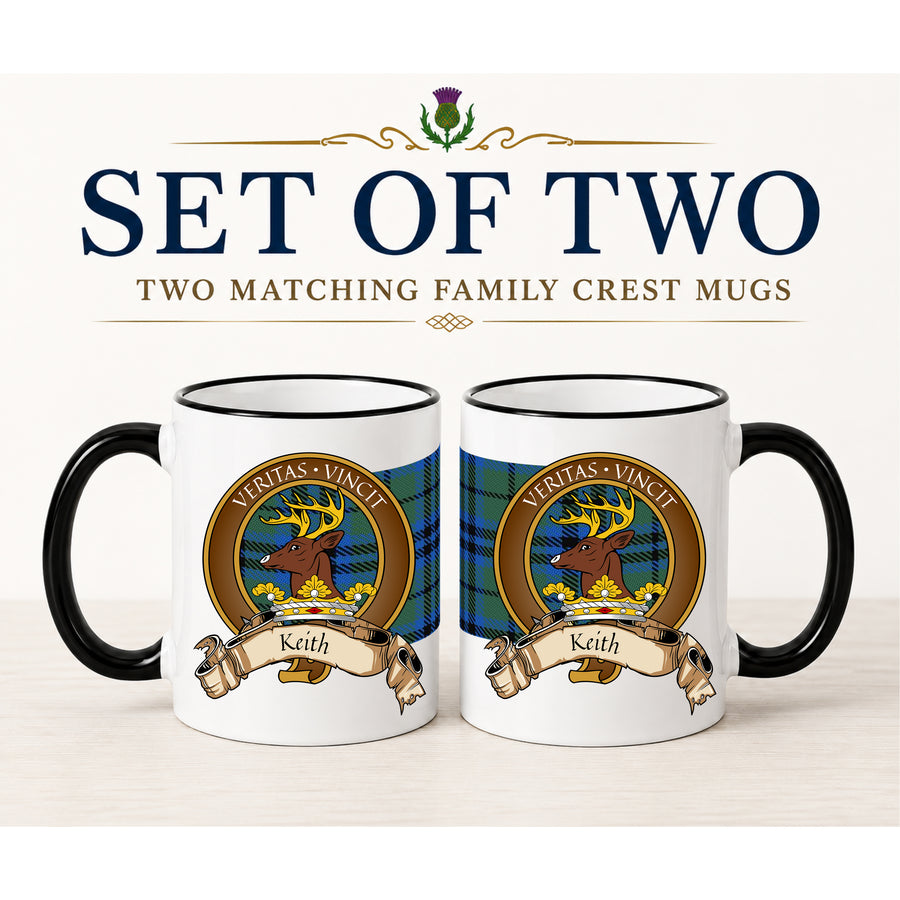 Keith Scottish Clan Crest 11 oz Mugs – Brown Crest Design | Set of 2