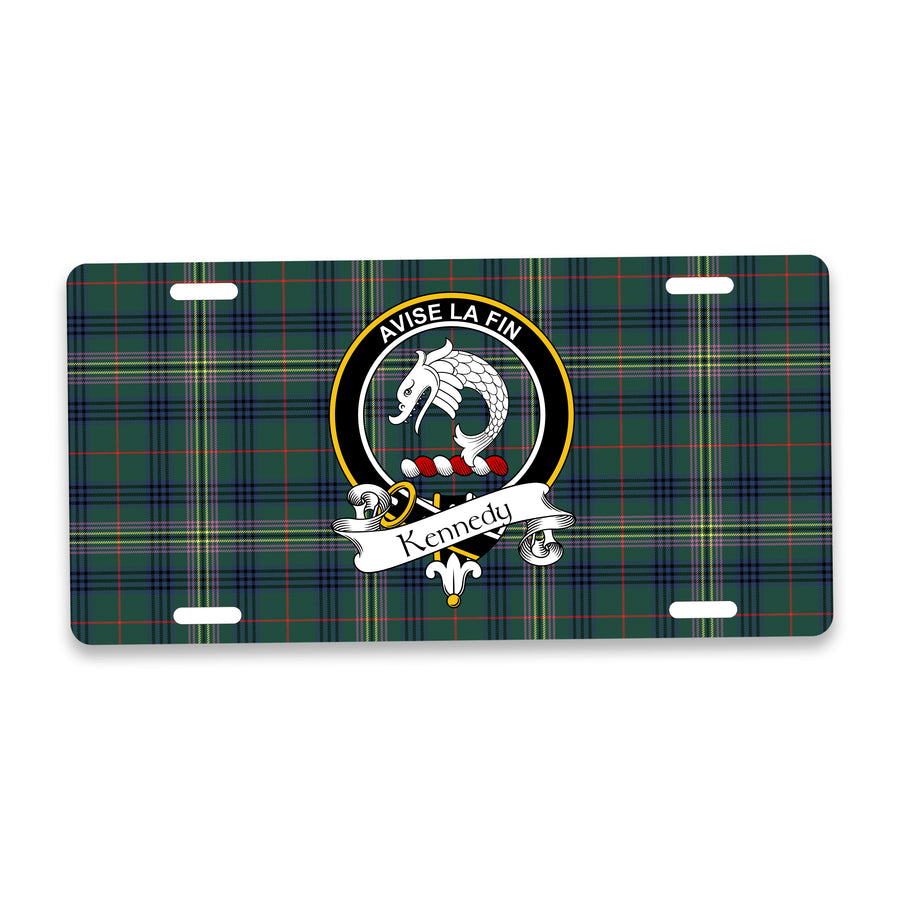 Kennedy Scottish Clan Crest Auto License Plate – Black Crest Design