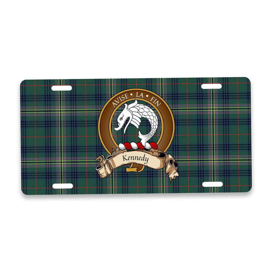 Kennedy Scottish Clan Crest Auto License Plate – Brown Crest Design