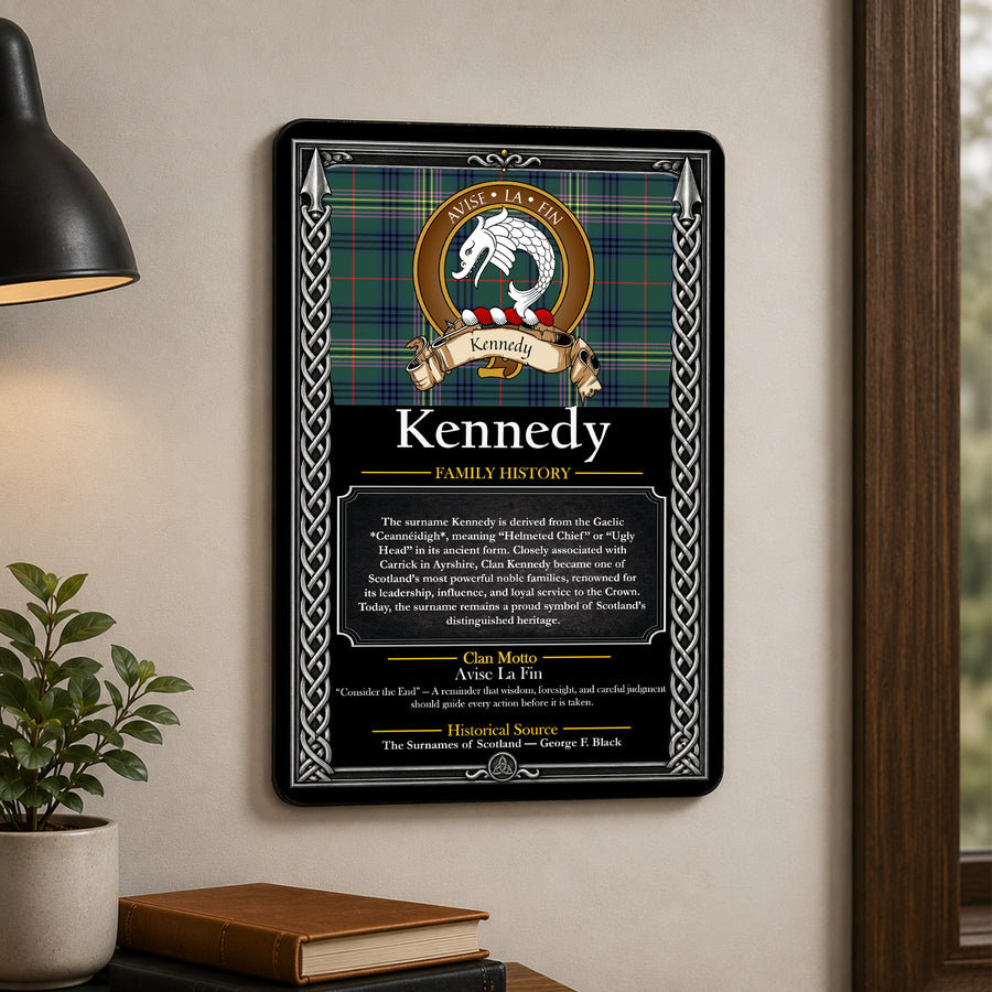 Kennedy Scottish Family History Metal Sign – Brown Crest