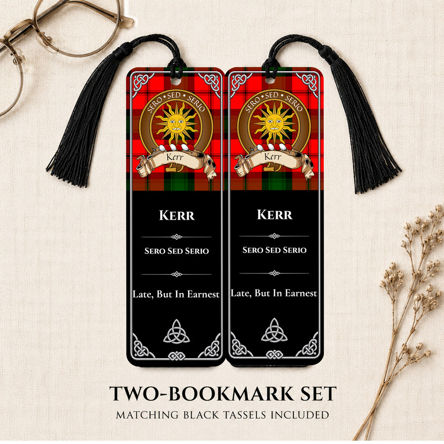 Kerr Scottish Clan Crest Metal Bookmarks - Brown Set of 2