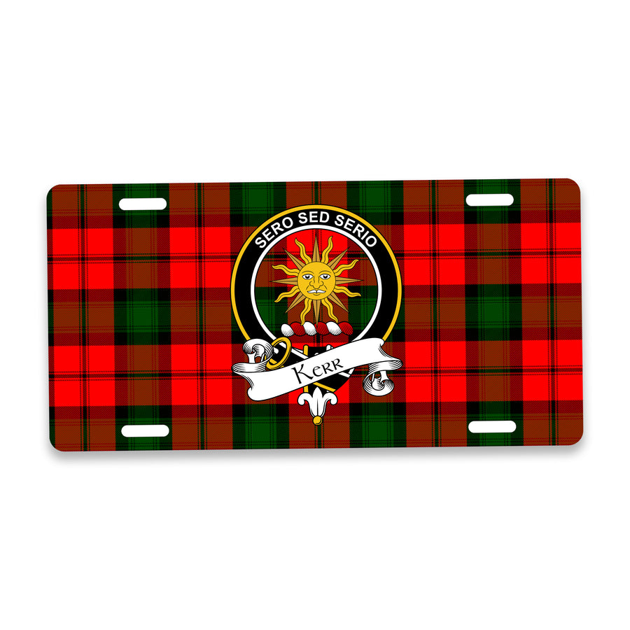 Kerr Scottish Clan Crest Auto License Plate – Black Crest Design