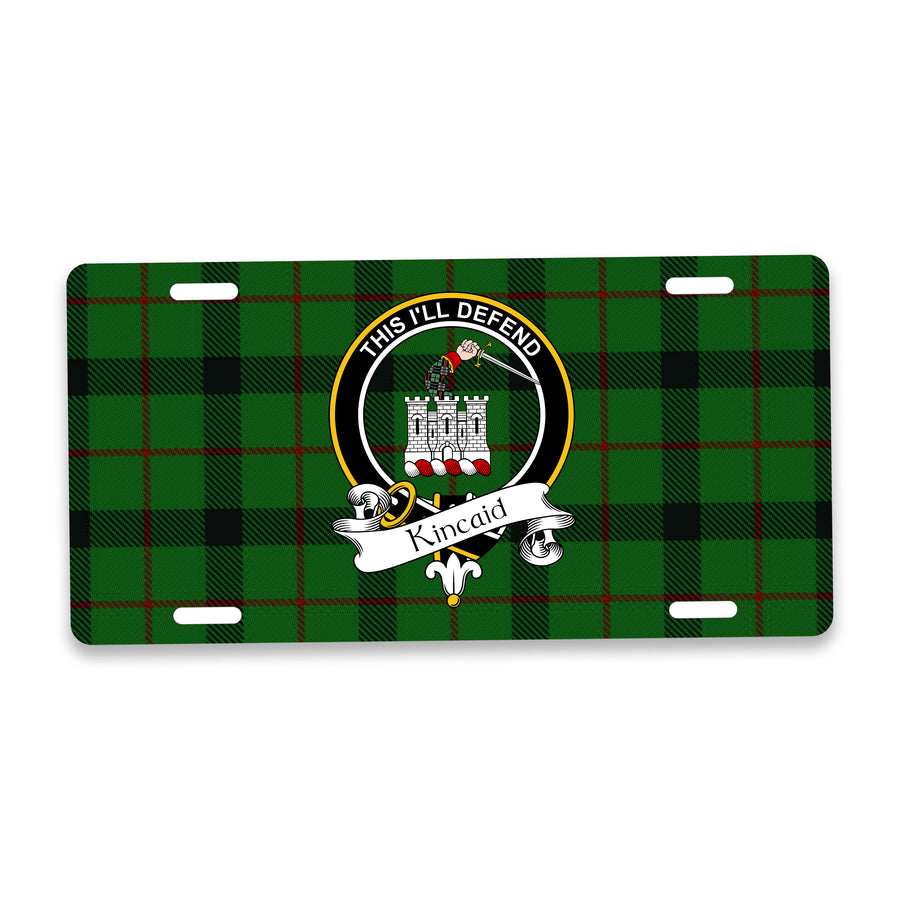 Kincaid Scottish Clan Crest Auto License Plate – Black Crest Design
