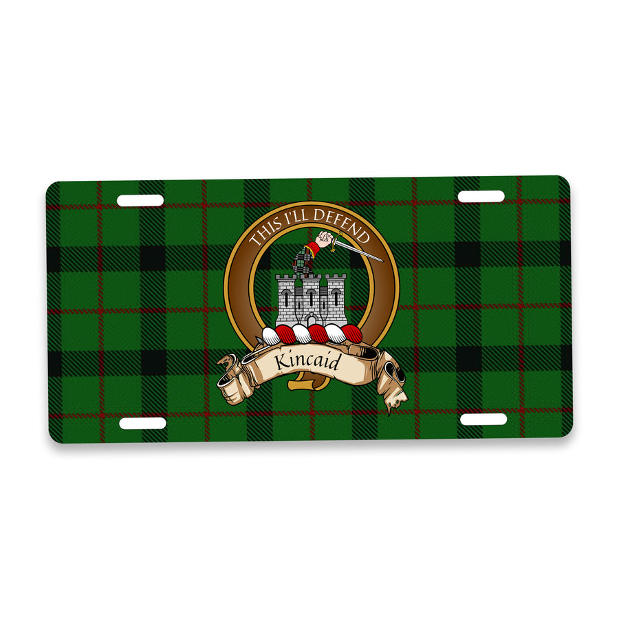 Kincaid Scottish Clan Crest Auto License Plate – Brown Crest Design