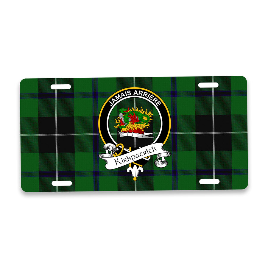 Kirkpatrick Scottish Clan Crest Auto License Plate – Black Crest Design