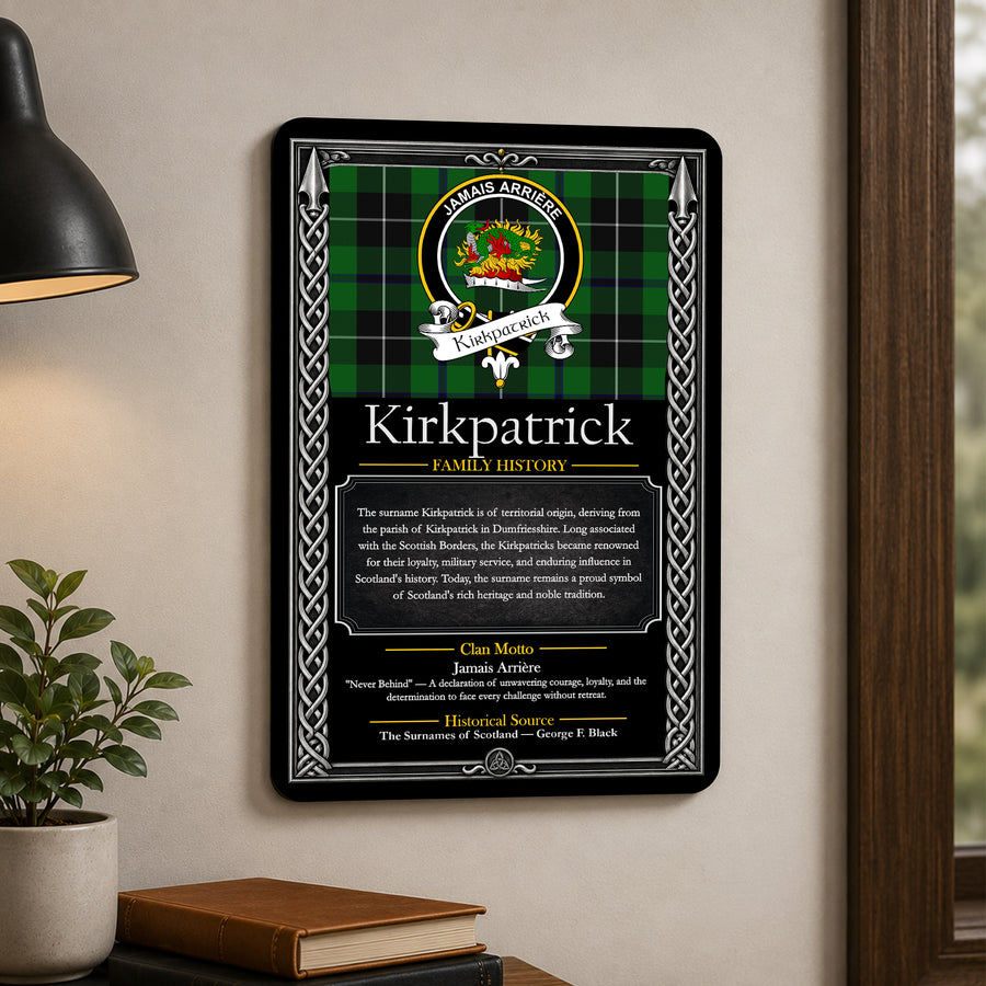 Kirkpatrick Scottish Family History Metal Sign