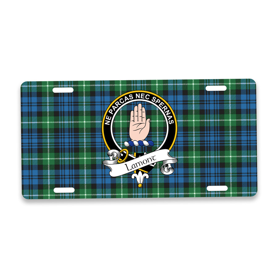 Lamont Scottish Clan Crest Auto License Plate – Black Crest Design