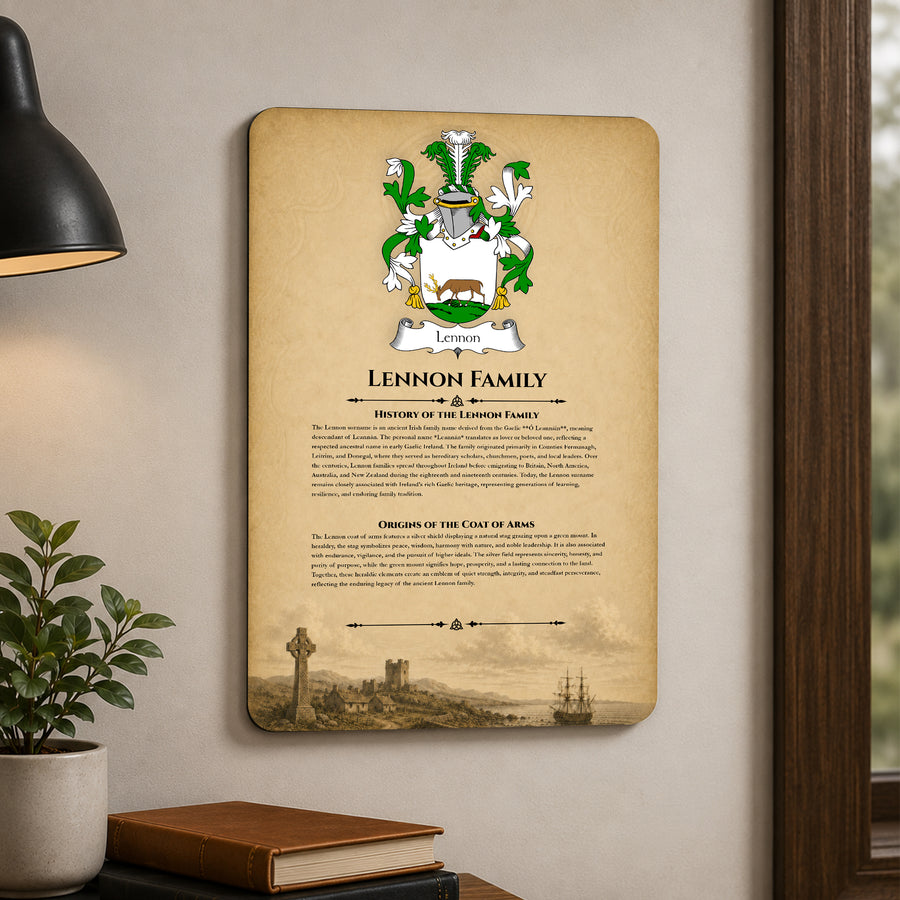 Lennon Irish Family History Metal Sign