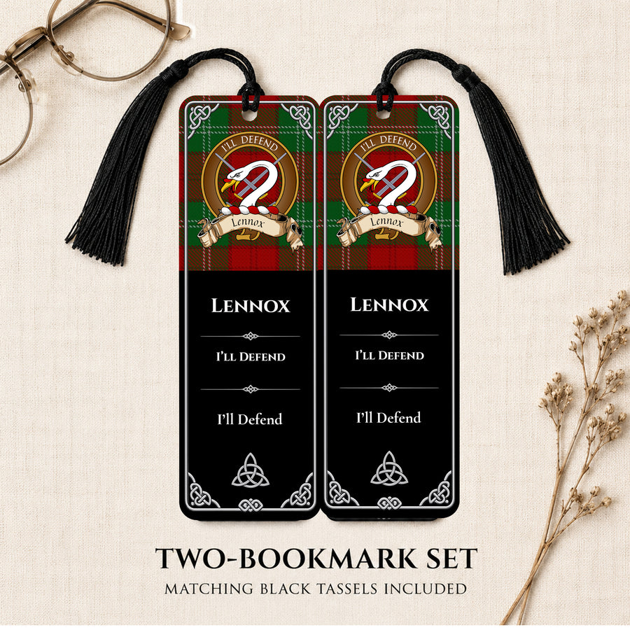 Lennox Scottish Clan Crest Metal Bookmarks - Brown Set of 2