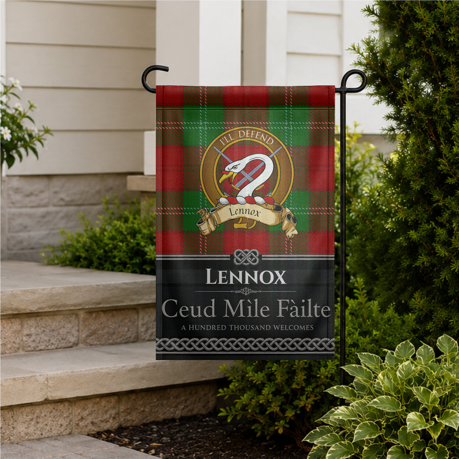 Lennox Scottish Clan Crest Garden Flag - Brown Design