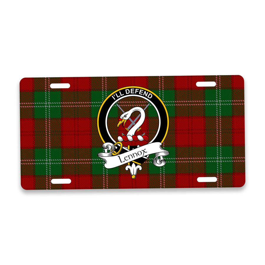 Lennox Scottish Clan Crest Auto License Plate – Black Crest Design