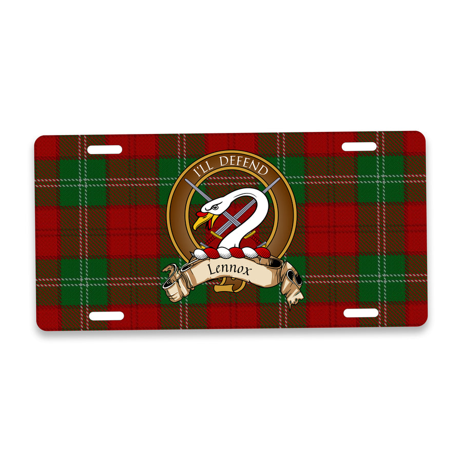 Lennox Scottish Clan Crest Auto License Plate – Brown Crest Design