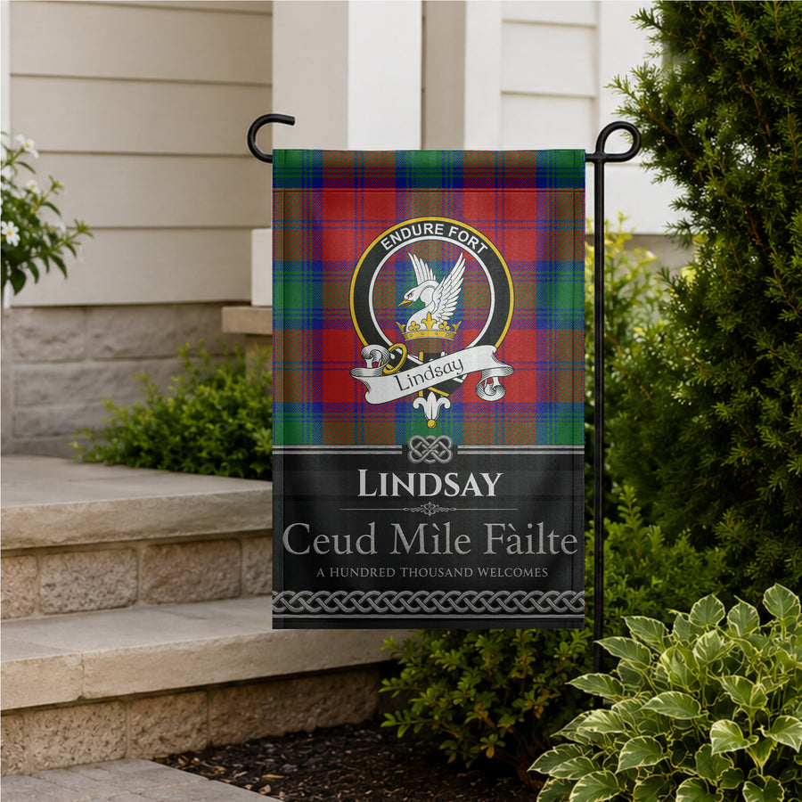 Lindsay Scottish Clan Crest Garden Flag - Black Design